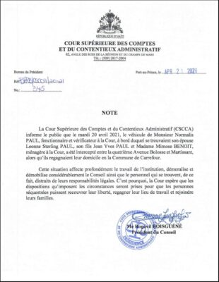 Deux employés de la Cour supérieure des comptes kidnappés, le fonctionnement de l’institution affecté