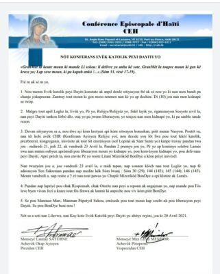 Haïti/insécurité : Les portes des institutions catholiques seront fermées du 21 au 23 avril 2021