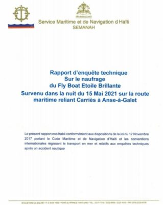 Le navire Étoile Brillante naufragé à cause des négligences de l’équipage,révèle l’enquête du SEMANAH