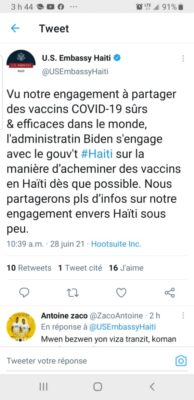 Vaccins anti-Covid-19 : Les États-Unis réaffirment leur soutien à Haïti