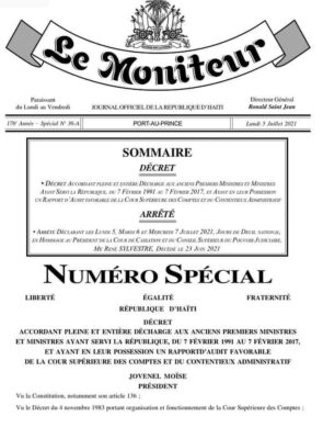 Haïti/Gouvernance: Le gouvernement octroie pleine et entière décharge aux ex-PM et ex-ministres de 1991 à 2017, bénéficiciant d'un avis favorable de la CSCCA