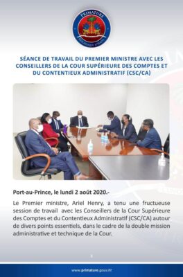 Haïti/Gouvernance: visite du premier ministre Ariel Henry à la CSCCA