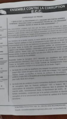 Ensemble Contre la Corruption exige la justification de la somme exorbitante de dollars trouvée dans la résidence privée de Jovenel Moise 3 Ensemble Contre la Corruption exige la justification de la somme exorbitante de dollars trouvée dans la résidence privée de Jovenel Moise