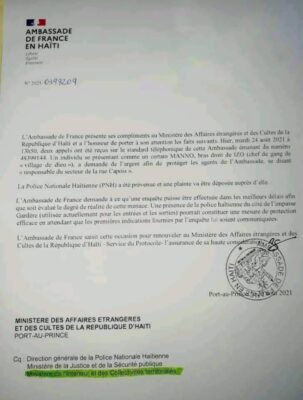L'Ambassade de France à Port-au-Prince sous la menace des gangs 5 L'Ambassade de France à Port-au-Prince sous la menace des gangs