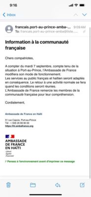 Haïti-Insécurité: Modification dans le fonctionnement de l'Ambassade de France 6 Haïti-Insécurité: Modification dans le fonctionnement de l'Ambassade de France