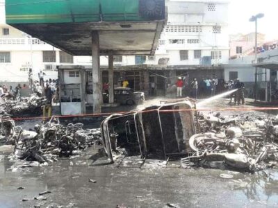 Incendie au Cap-Haïtien : Une pompe à essence et des dizaines de motocyclettes incendiées
