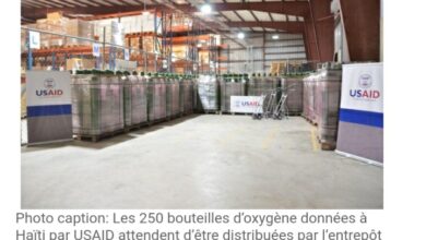 Haïti-Santé: Le gouvernemrnt américain fait dont de 250 bouteilles d'oxygène au ministère de la santé publique