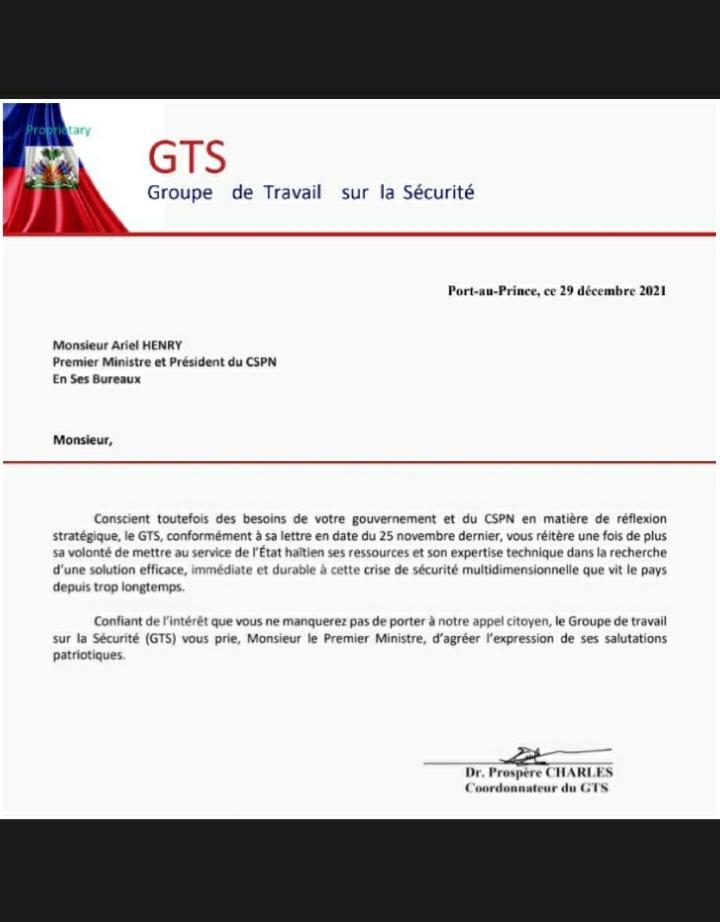 Haïti/sécurité: le Groupe de Travail sur la Sécurité s'adresse au PM Ariel HENRY