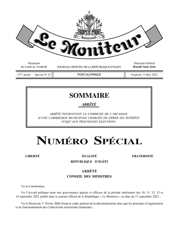 Une nouvelle Commission municipale nommée à la tête de la Commune de l'Arcahaie