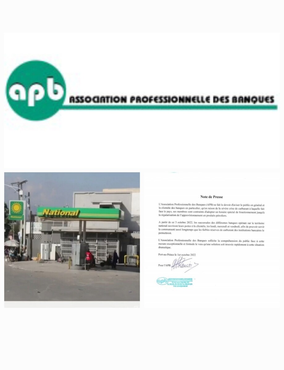 Crise de carburant: les banques commerciales ouvriront leurs portes trois fois par semaine dès le 3 octobre prochain 1 Crise de carburant: les banques commerciales ouvriront leurs portes trois fois par semaine dès le 3 octobre prochain