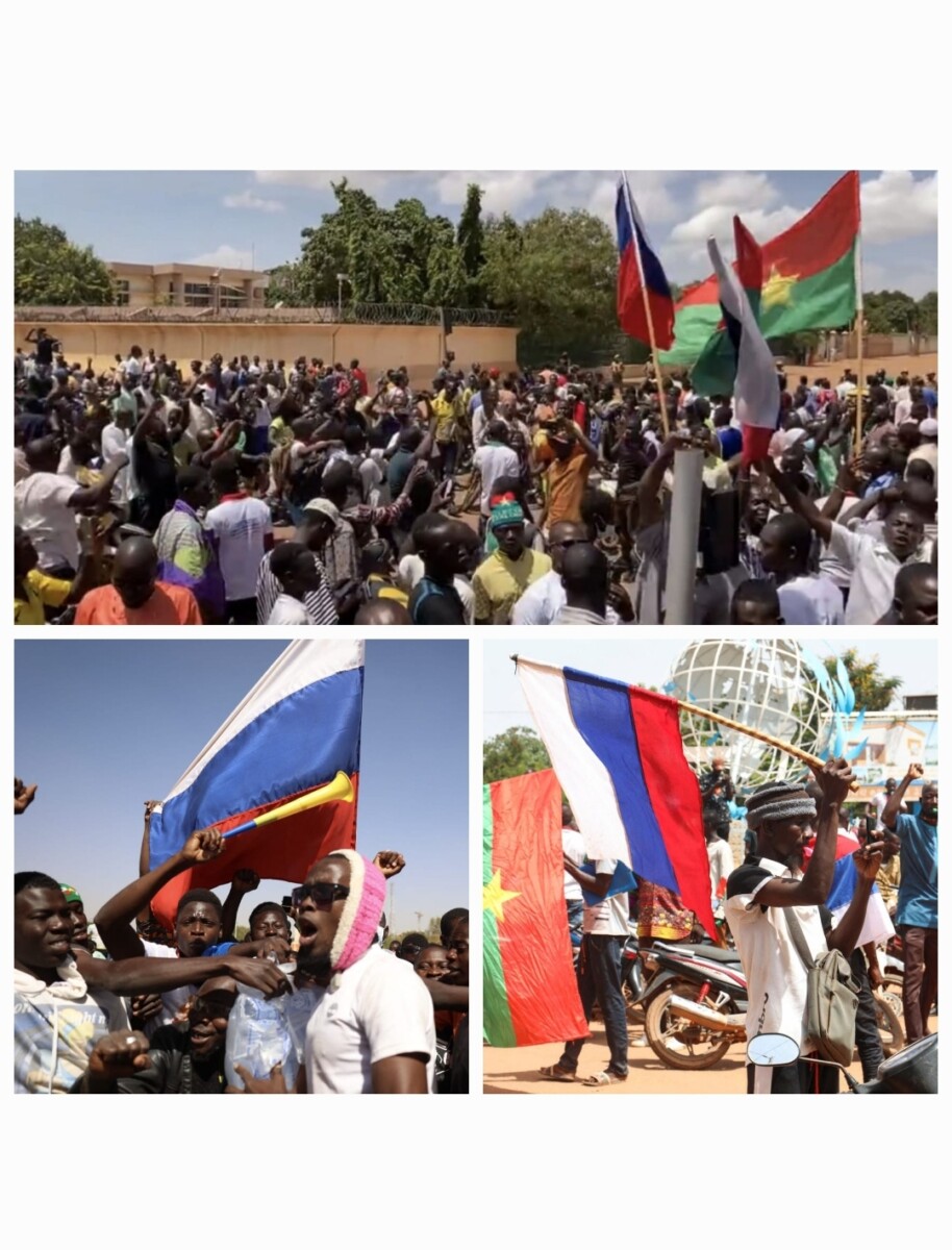 Burkina Faso : des dizaines de manifestants brandissent des drapeaux russes et crient la gloire de Moscou 1 Burkina Faso : des dizaines de manifestants brandissent des drapeaux russes et crient la gloire de Moscou