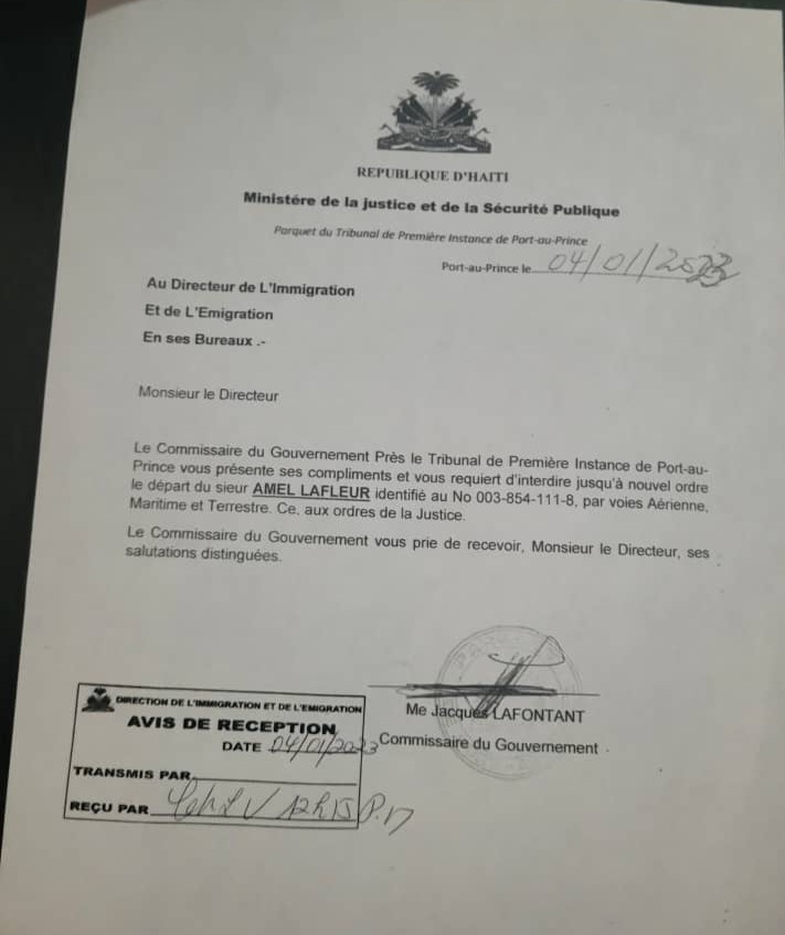 Après avoir boudé l'invitation du parquetier Jacques Lafontant, Pasteur Armel Lafleur interdit de quitter le pays