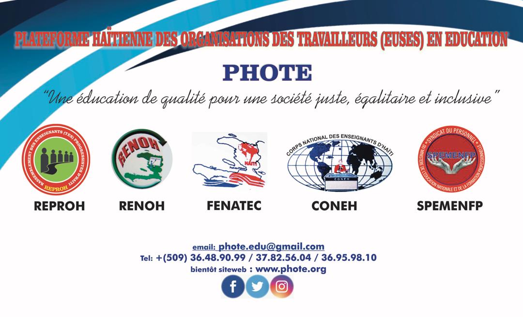 La Plateforme haïtienne des Organisations des travailleurs en éducation invite le titulaire du MENFP à satisfaire leurs revendications