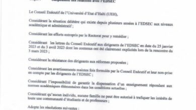 Le rectorat de l'UEH prend ses distances avec l'Ecole de Droit et des sciences Économiques des Cayes (EDSEC)