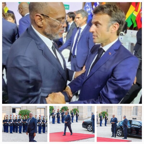 Emmanuel Macron accueille chaleureusement Ariel Henry à l'Élysée