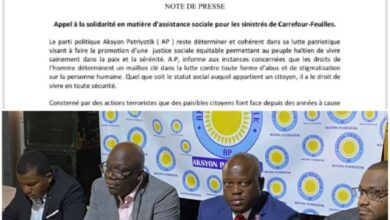 Appel à la Solidarité pour les Sinistrés de Carrefour-Feuilles : Aksyon Patriyotik (AP) Sonne l'Alarme