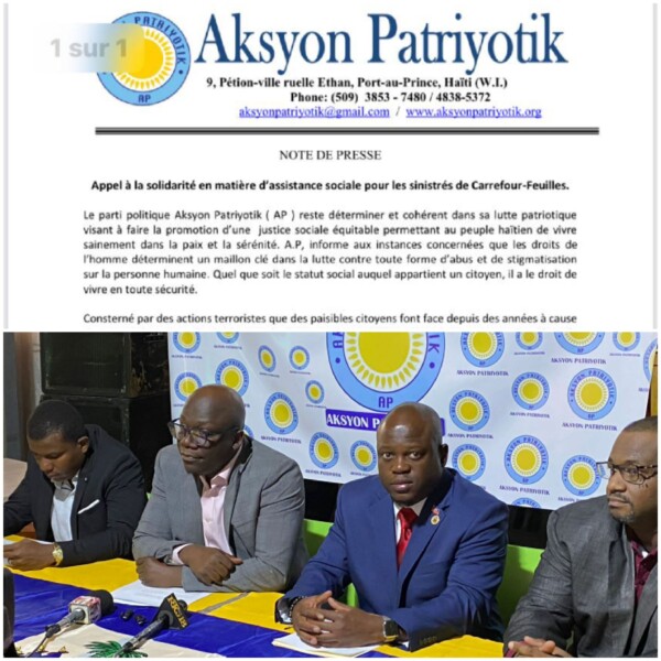 Appel à la Solidarité pour les Sinistrés de Carrefour-Feuilles : Aksyon Patriyotik (AP) Sonne l'Alarme