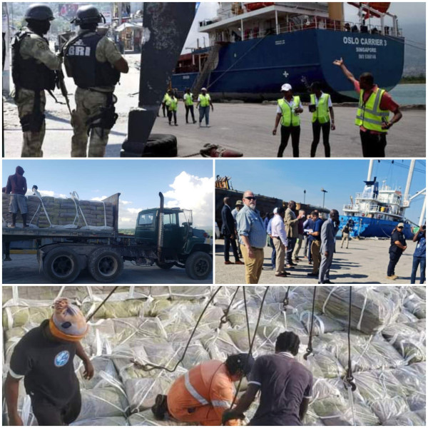Le navire colombien finalement accosté, débarquement spectaculaire des 82 000 sacs de ciment au port de Saint-Louis-du-Sud