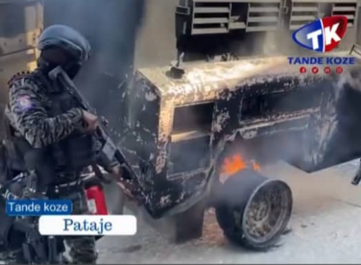 Les bandits en action à Mariani: un véhicule blindé de la PNH incendié