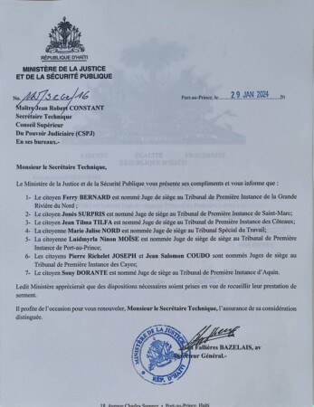 Du sang neuf dans l’appareil judiciaire haïtien