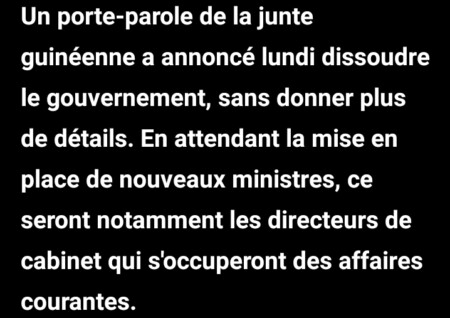 Guinée: la junte annonce la dissolution du gouvernement 2 Guinée: la junte annonce la dissolution du gouvernement