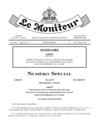 Prolongation de L'État d'urgence suivi du couvre-feu pour une période d’un mois dans l’Ouest