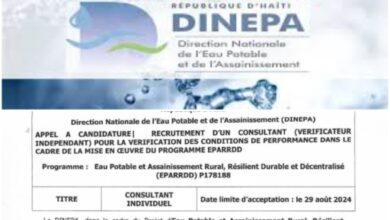 La DINEPA à la recherche d'un consultant pour son projet EPARRDD