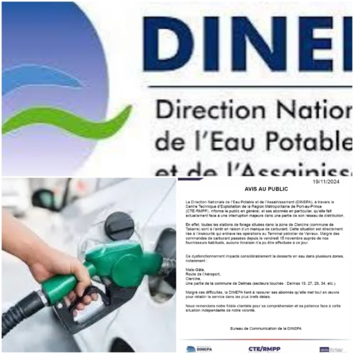 Affectée par rapport à la pénurie de carburant, la DINEPA promet un retour à la normale dans les zones affectées
