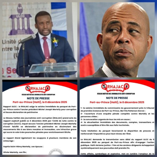 Rapport de l’ULCC: le RHAJAC réclame des poursuites immédiates contre Michel Martelly et consorts