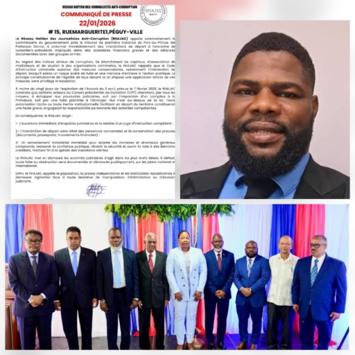 Haïti–Le RHAJAC exige des interdictions de départ contre des membres du CPT accusés de corruption