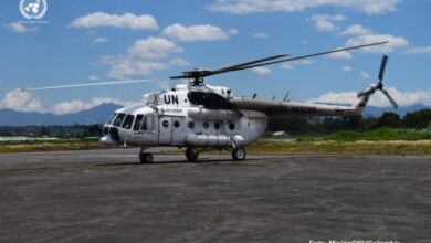 Haïti-Insécurité: un hélicoptère de l'ONU survolant le quartier Gran Ravin victime d'une attaque armée