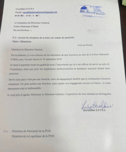 Après plusieurs années de service au sein de la PNH, Geraldine Lucea choisit de tourner la page