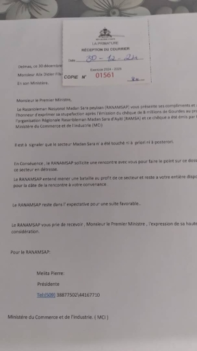 8 millions de gourdes décaissées au profit des Madan Sara, RANAMSAP jeté aux oubliettes par le gouvernement