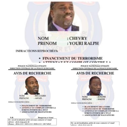 Haïti : la DCPJ lance des avis de recherche pour financement de terrorisme visant des figures politiques et proches du pouvoir