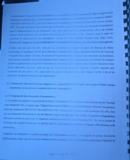 Dédouanement frauduleux : l’Église épiscopale mise hors de cause, l’enquête se poursuit