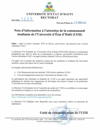 L’UEH lance un appel à projets étudiants autour de l’action climatique