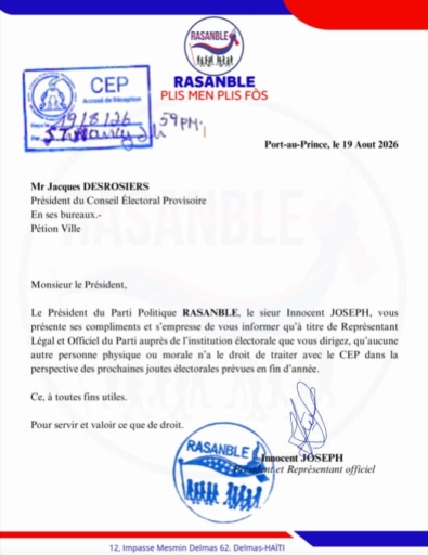 Processus électoral : RASANBLE fixe sa position sur sa représentation auprès du CEP