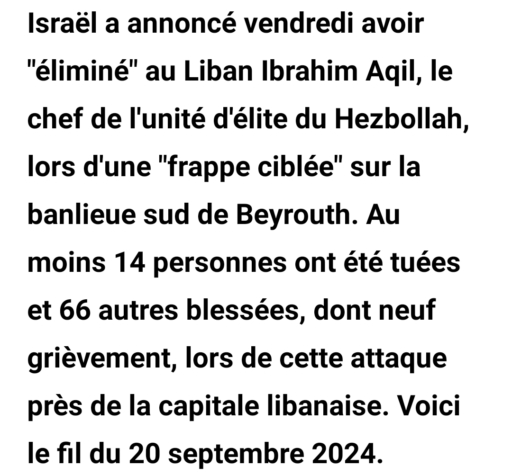 Conflit Israélo-Palestinien: le chef de l'unité d'élite du Hezbollah éliminé au Liban