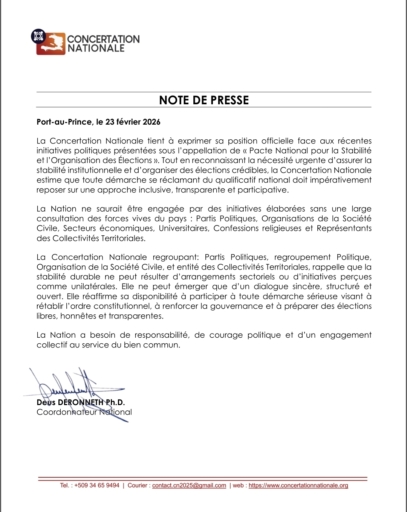 Pacte national : la Concertation Nationale plaide pour une démarche réellement inclusive