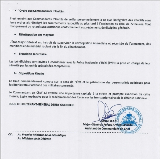 Haïti : le ministère de la Défense met fin aux escortes militaires accordées aux personnalités publiques