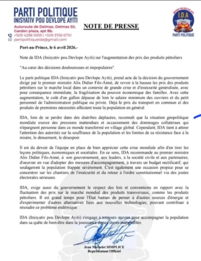 Carburants en hausse : IDA appelle à des mesures compensatoires immédiates