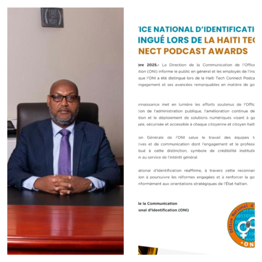 Haiti Tech Connect Podcast Awards : L’Office national d’identification distingué pour ses avancées en gouvernance numérique