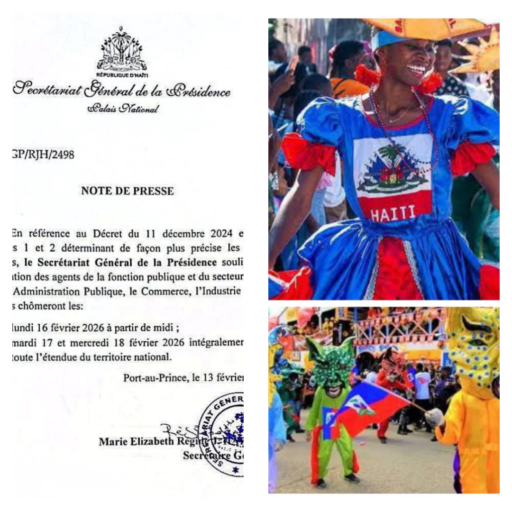 L’État haïtien décrète les 16 et 17 février 2026 jours fériés et chômés à l’occasion du Carnaval national